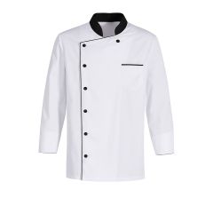 Veste cuisine manches Courte Homme Col Noir liseré Noir