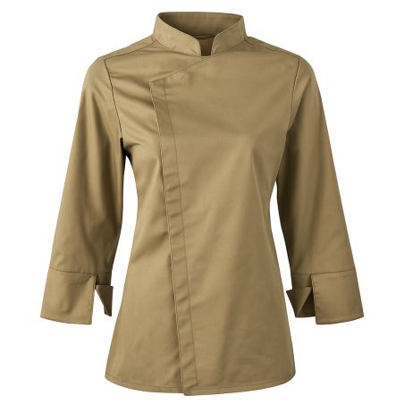 Veste de cuisine marron chocolat maille respirante cote et souflet dos