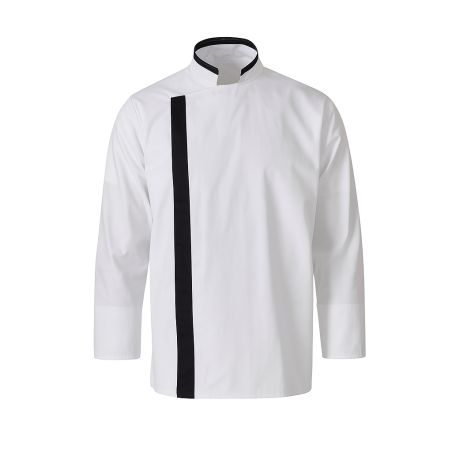 Veste cuisine Manches blongues Blanche parement noir