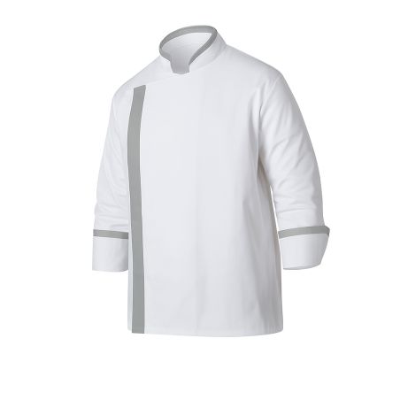 Tenue cuisine Blanche et gris manches longues