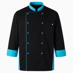 Veste de cuisine manches longues noir col Bleu