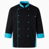 Veste de cuisine manches longues noir col Bleu