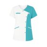 Tunique médicale fantaise fermeture croisee Blanc et turquoise