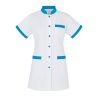 Blouse infirmiere col mao pressions turquoise
