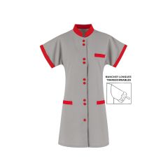 Tunique medicale longue H80 mao Gris et Fushia