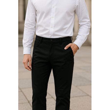 Pantalon Chino Homme en Polyviscose Noir