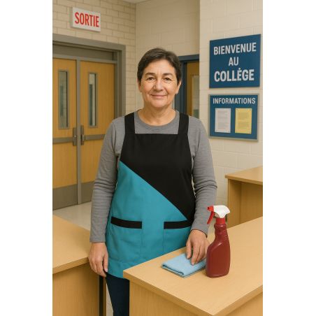 Chasuble blouse bi couleur Turquoise et noir