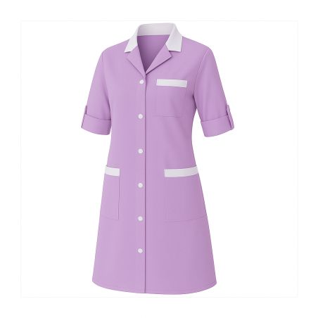 Blouse de travail femme manchesongues couleur Violet pour femme avec col V