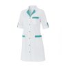 Blouse medicale Industrie couleur Blanche col turquoise manches longues transformables