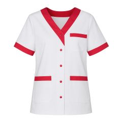 Tunique de travail femme manches courtes col fushia