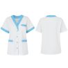 Tunique medicale manches courtes Blanche femme col poches turquoise