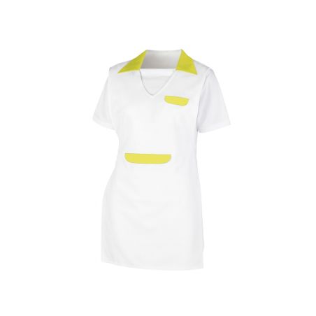 Blouse chasuble col chemisier Vert et Blanc