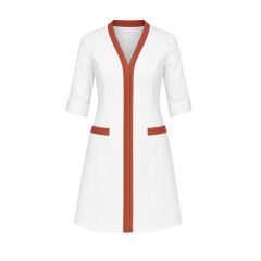 Blouse de travail Femme Blanche et terracota