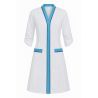 Blouse elasthane blanche finition turquoise