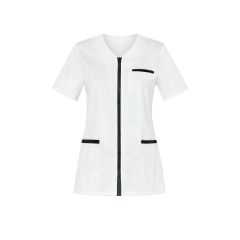 Tenue aide soignante Blanche fermeture ZIP Noir