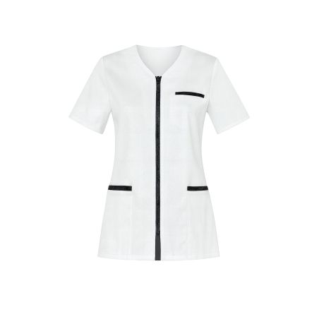 Tenue aide soignante Blanche fermeture ZIP Noir