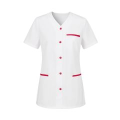 Tunique medical femme Blanc Pressions fushia
