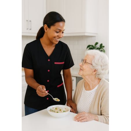 Tunique S Noir Pressions fushia