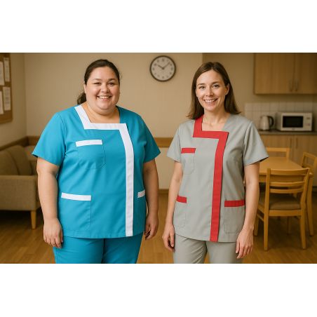 Tenue infirmiere col carre Vert usage blouse medicale