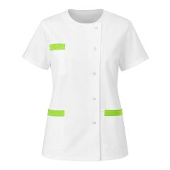 Blouse medicale Blanche et vert lime sur les poches
