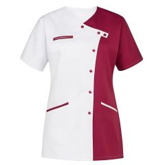 Tunique médicale blanche et bordeaux