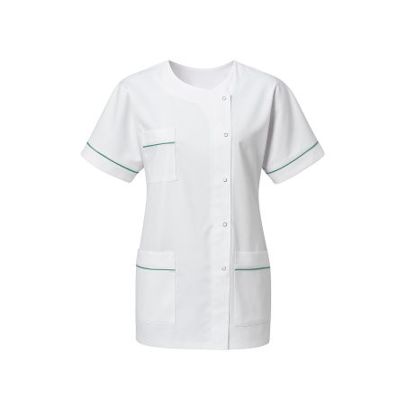 Tunique Médicale Blanc lisere vert 3 poches et manches