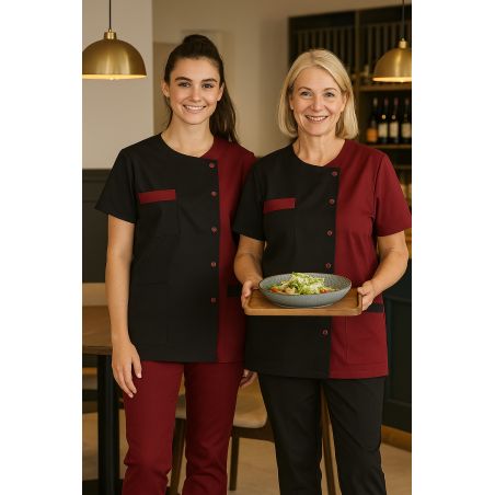 Blouse de travail Noire et Bordeaux