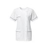 Blouse tunique médicale femme blanche liseré prune Julia, 3 poches