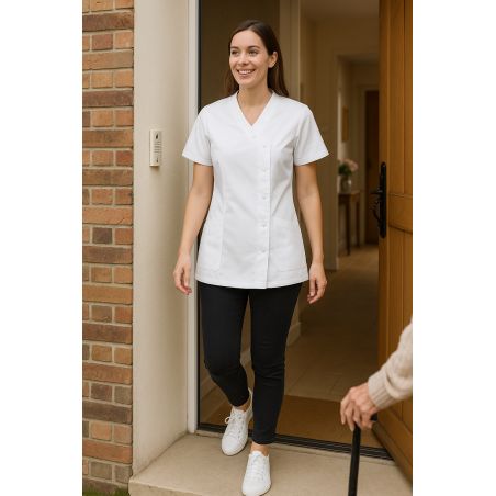 Blouse ifnirmiere Vanessa Blanche fermeture croisee