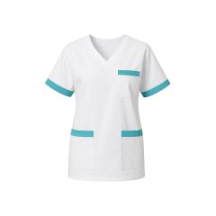 Blouse de travail Américaine Homme Femme Blanche fintion turquoise