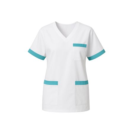 Blouse de travail Américaine Homme Femme Blanche fintion turquoise