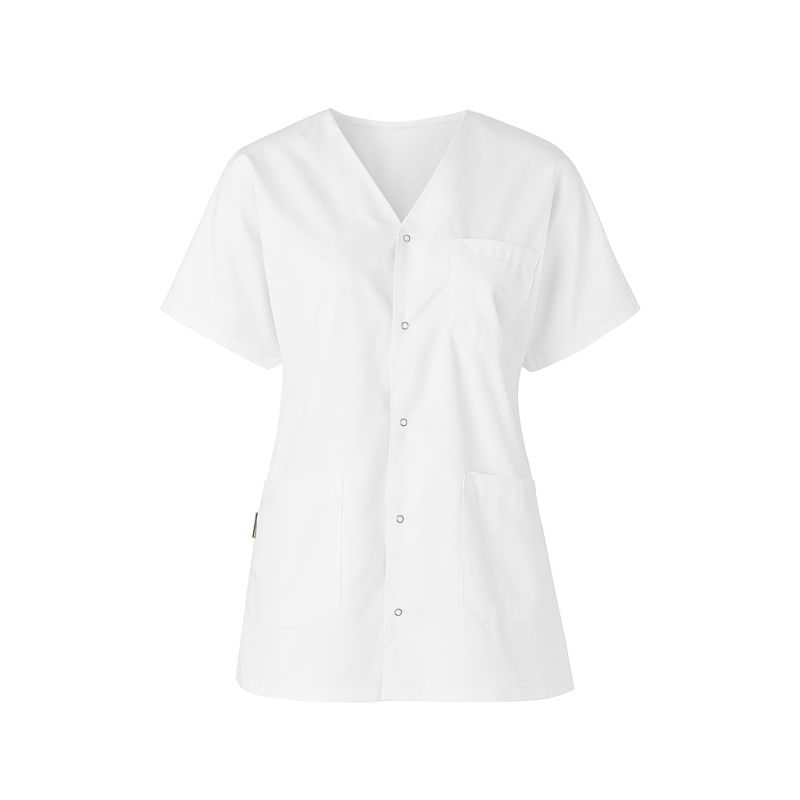 Blouse médicale kiné mixte blanche col V à pressions