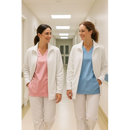 Veste polaire passe couloir Blanche Ultra douce