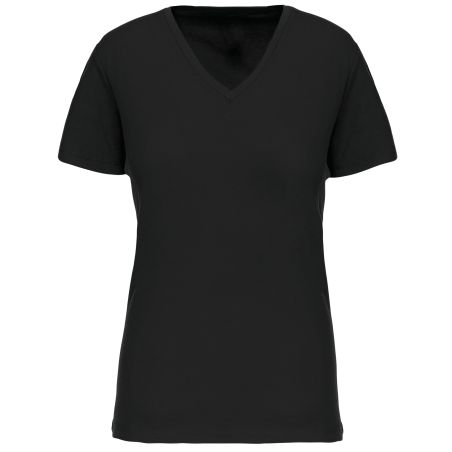 Tee shirt col V MC femme black