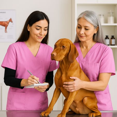 Blouse medicale Violet Tunique de travail Col V Homme Femme Kine dentisite veterinaire