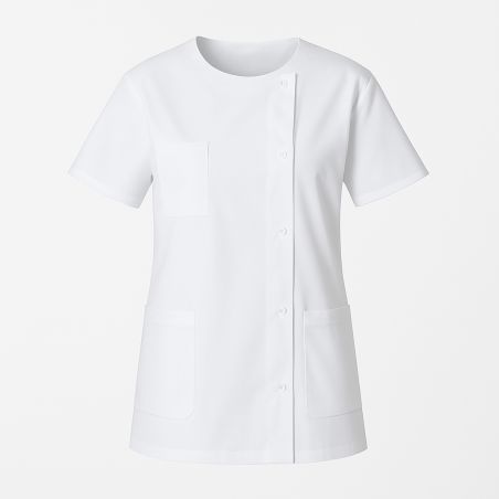 Blouse medicale femme été Popeline Blanche Tunique infirmiere legere été