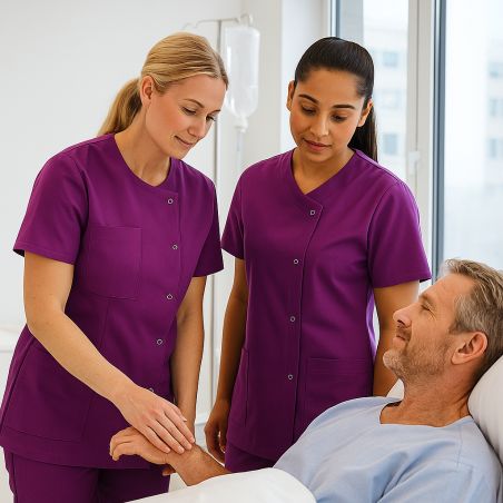 Blouse de travail femme Dark Purpule Manche courte Tunique medicale Tunique aide a domicile