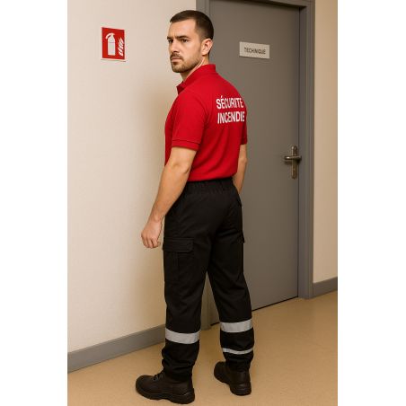 Pantalon de travail noir avec bandes réfléchissantes – Sécurité / Industrie / SSIAP