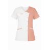 Tunique médicale femme TUN – Bicolore rose poudré et blanc – Boutons pressions – Label Blouse