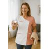 Tunique médicale femme TUN – Bicolore rose poudré et blanc – Boutons pressions – Label Blouse