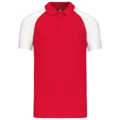 POLO BASE BALL MANCHES COURTES RED/WHITE