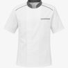 Veste de Cuisine Professionnelle Homme/Femme – Blanche & Gris – Respirante My’ Aération – Manches Courtes – Label Blouse