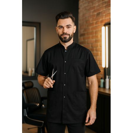 Tunique de travail noire manches courtes