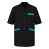 Tunique de travail Mixte NOIR COL MAO turquoise