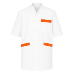 Blouse Médicale Homme Blanc Orange – Kinésithérapeute, Ergothérapeute, Infirmier