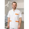 Blouse Médicale Homme Blanc Orange – Kinésithérapeute, Ergothérapeute, Infirmier