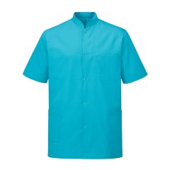 Blouse dentisite Turquoise manches courte col officier