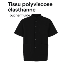 Tunique de travail noire Homme – Médical, Aide à domicile, Esthétique