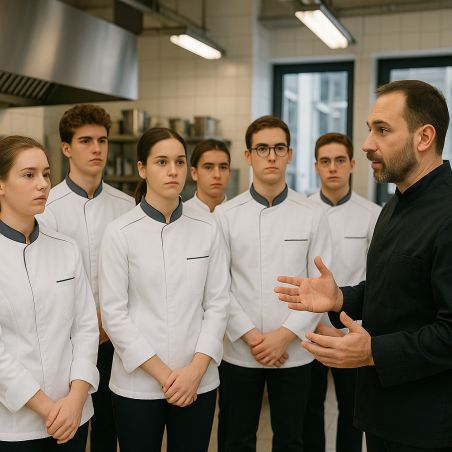 Veste de Cuisine Professionnelle Blanche avec Col Gris – Unisexe