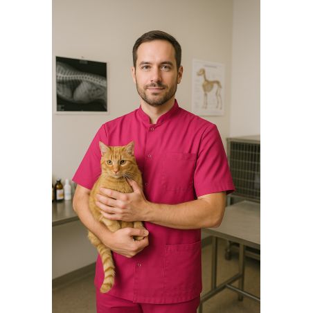 Blouse médicale homme col officier – Fuchsia